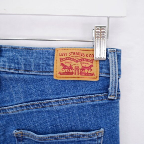 Levi's Slimming Straight Blue Denim Jeans Stone Wash Whiskering -24- 25 / 30 Mid - Picture 6 of 9